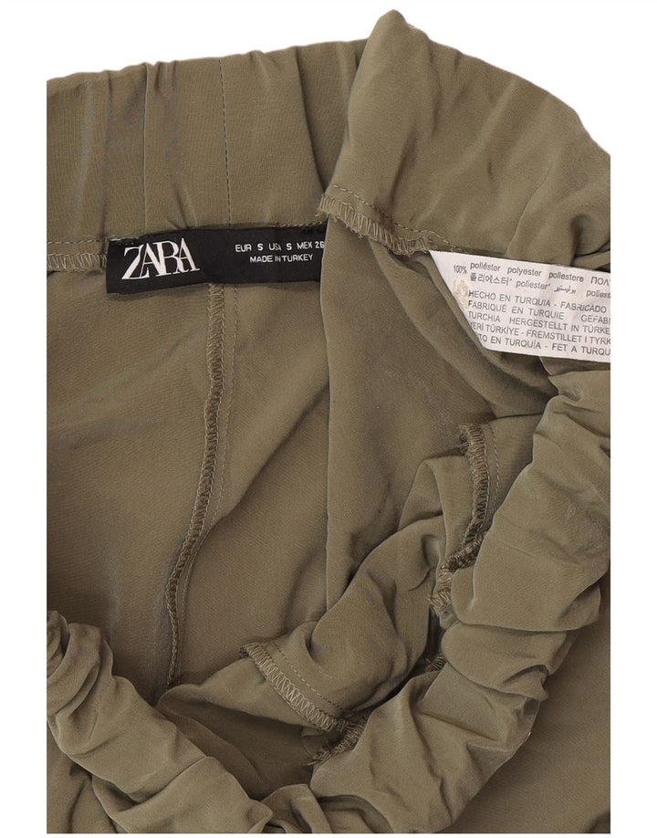 Damskie spodnie joggery Zara, małe, W28 L27, khaki, poliester