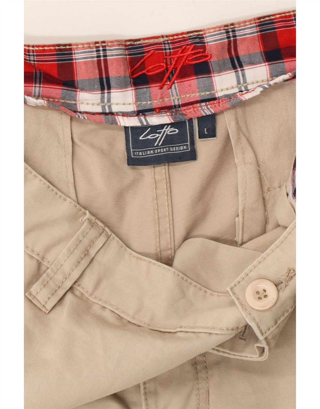 LOTTO Mens Cargo Trousers Large W34 Beige Cotton Vintage Lotto and Second-Hand Lotto from Messina Hembry 