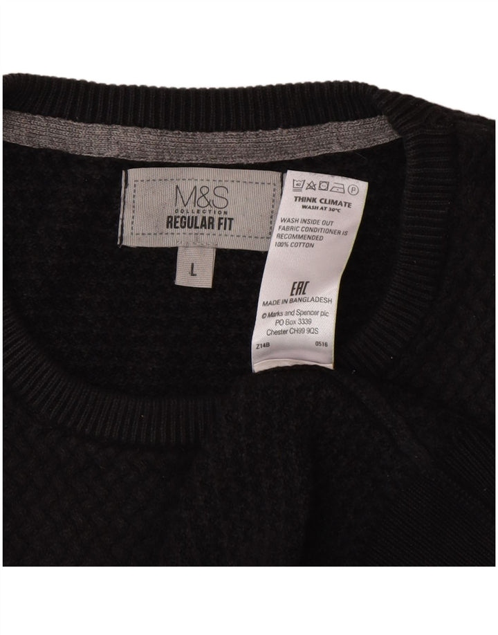 Marks & Spencer Męski sweter o regularnym kroju z okrągłym dekoltem, duży, czarny