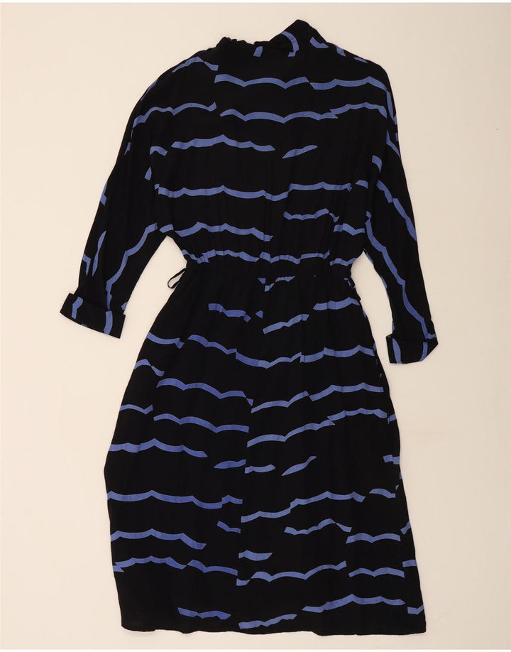 Damska sukienka maxi z rękawem 3/4 w stylu VINTAGE IT 42, wiskoza w średnie czarne paski