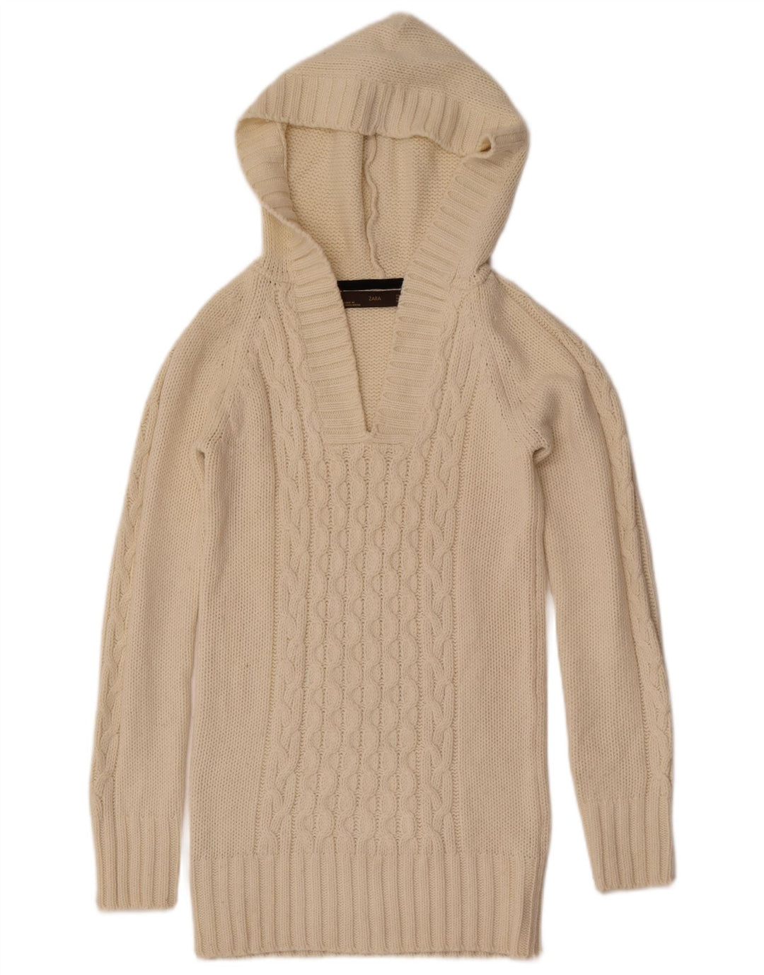 Damski sweter z kapturem Zara UK 12 Medium Off White