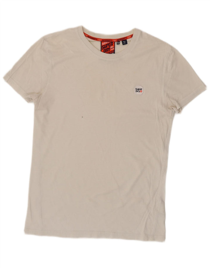 SUPERDRY Męski T-shirt Top Średniej Białej Bawełny