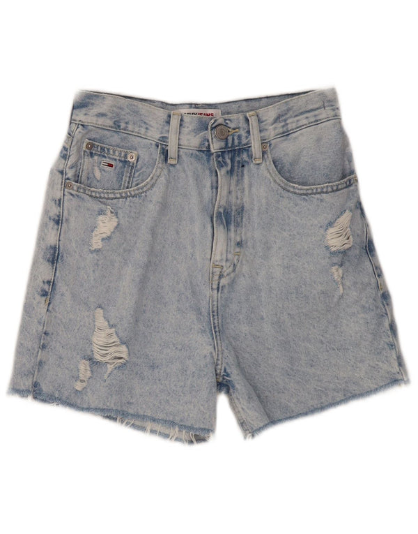 Damskie spodenki jeansowe TOMMY HILFIGER Mom Distressed z wysokim stanem W24 XS niebieskie