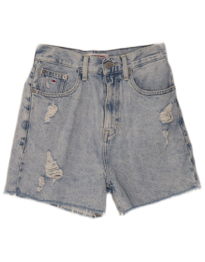 Damskie spodenki jeansowe TOMMY HILFIGER Mom Distressed z wysokim stanem W24 XS niebieskie