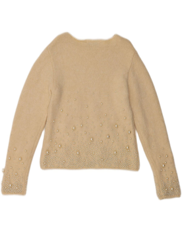 Damski sweter Zara z dekoltem w łódkę, UK 10, mały, w kolorze złamanej bieli, w kropki