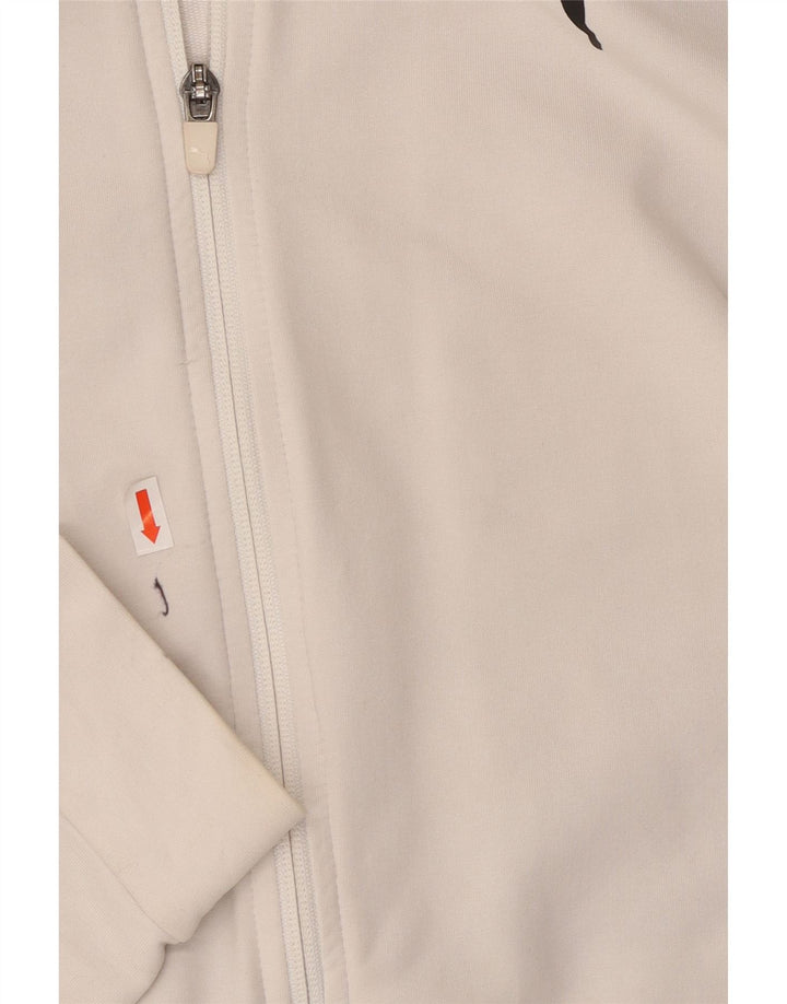 Damski sweter z kapturem i zamkiem błyskawicznym PUMA UK 10, mały, biały, z blokami kolorów