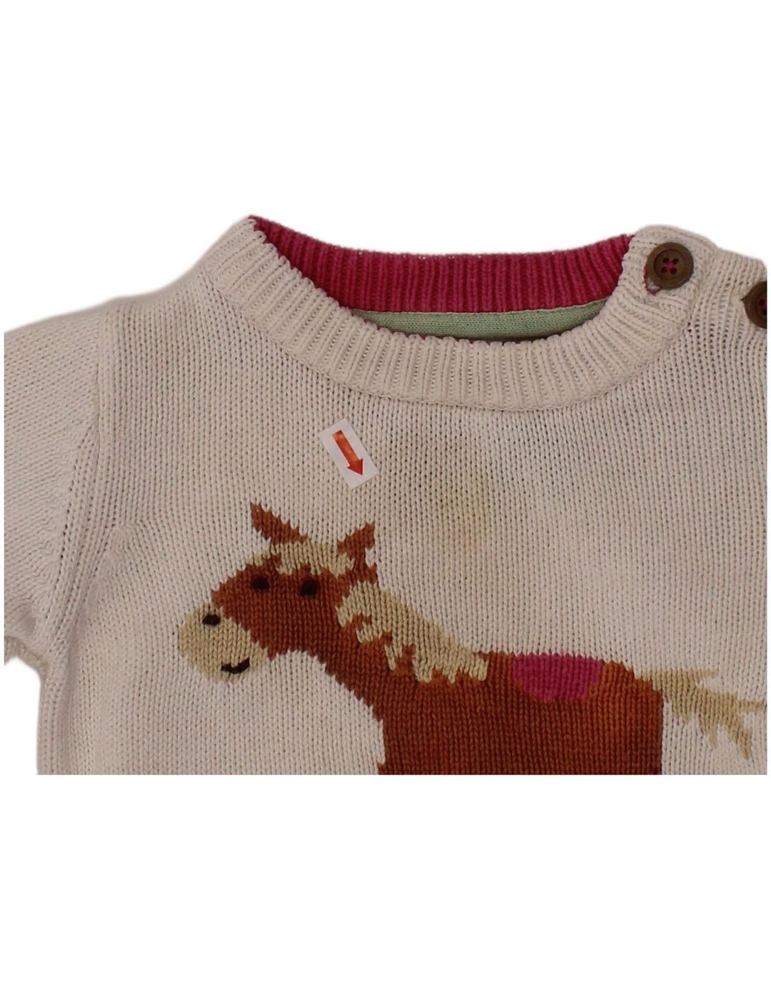 JOULES Baby Girls Sweter z dekoltem w łódkę 12-18 miesięcy Biały nadruk zwierzęcy