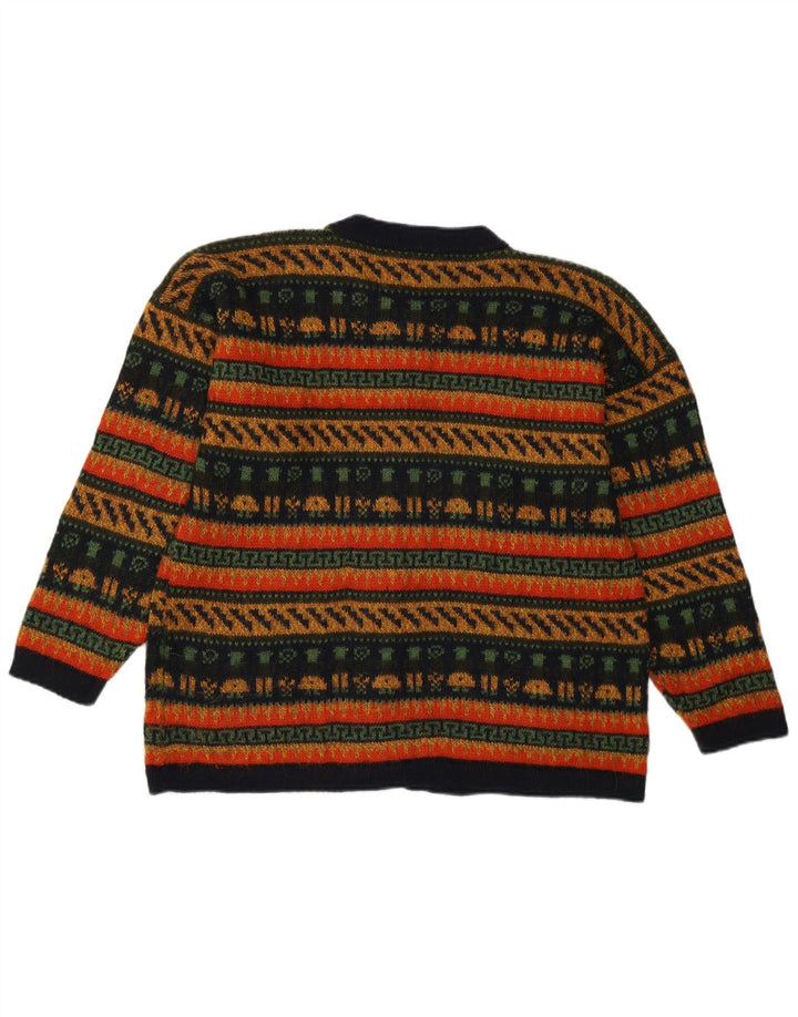 Sweter damski w stylu vintage, UK 14, średni, wielokolorowy, geometryczny