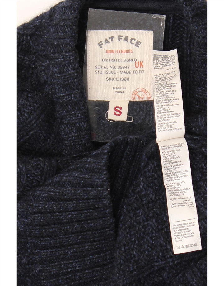 Męski sweter z dekoltem w łódkę Fat Face, mały, granatowy, wełniany