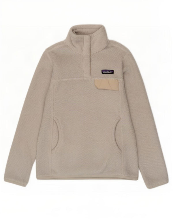Damski sweter polarowy Patagonia z kołnierzykiem UK 6 XS, biały poliester