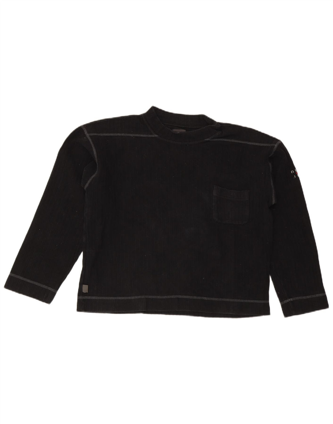 Guess Top damski z długim rękawem UK 14, średni czarny, bawełniany