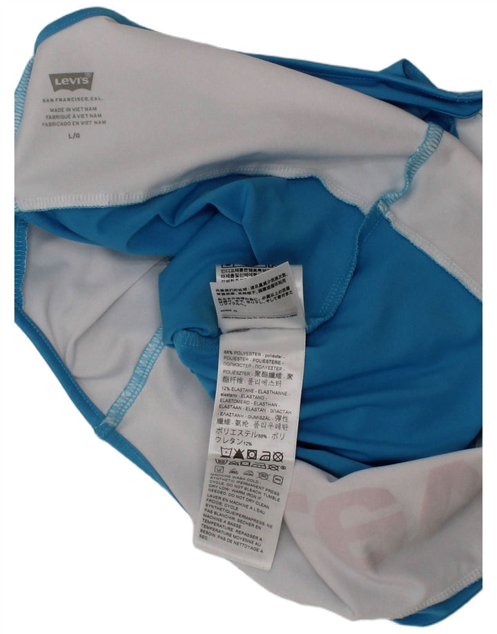 Damskie graficzne stroje kąpielowe Levi's, duże, niebieskie, poliestrowe, sportowe