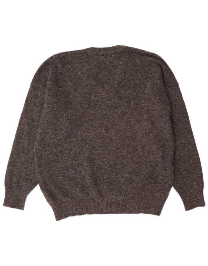 Męski sweter Lacoste z dekoltem w kształcie litery V, rozmiar 7 2XL, szara wełna