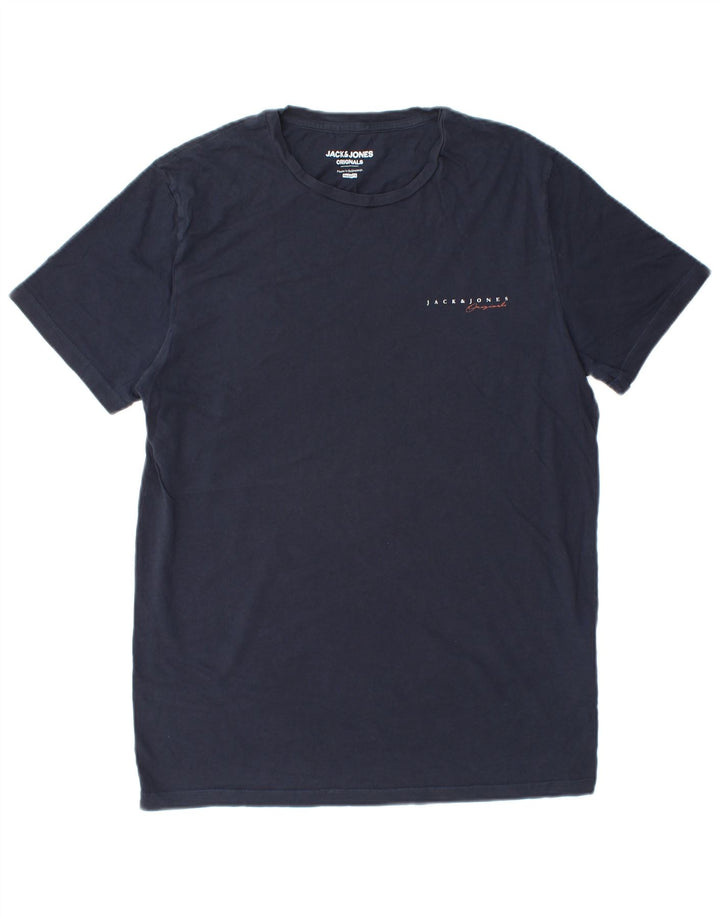 Męski T-shirt JACK & JONES o regularnym kroju, duży, granatowy, bawełniany
