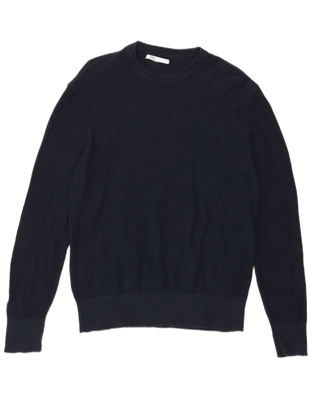 Męski sweter z okrągłym dekoltem Zara, mały, granatowy