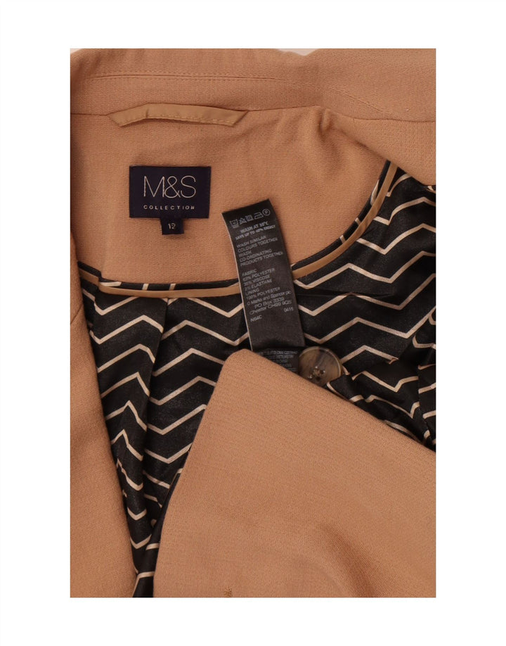 Marks & Spencer Damska marynarka zapinana na 1 guzik, UK 12, średni brązowy poliester