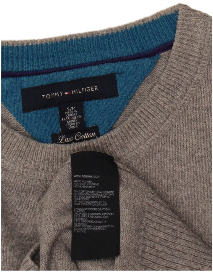 Męski sweter z okrągłym dekoltem Tommy Hilfiger, mały, szary, bawełniany