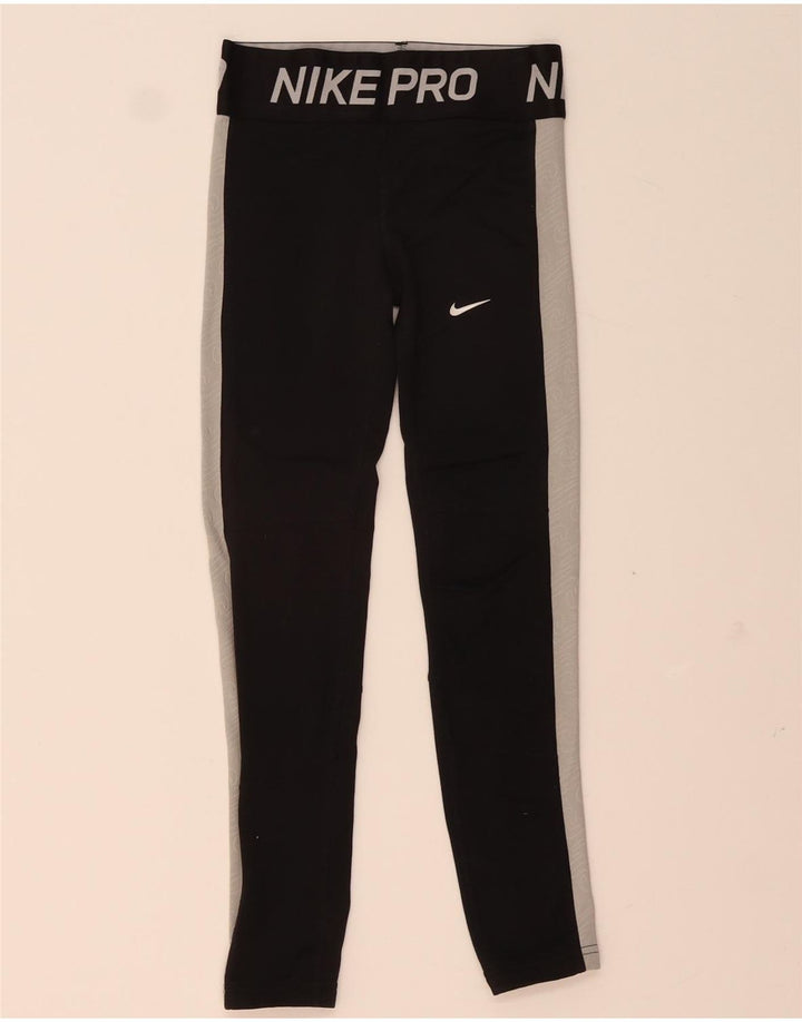 Chłopięce legginsy Nike z grafiką, 8-9 lat, czarny poliester z blokami kolorów