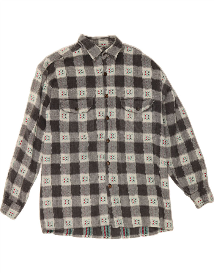 ZEN Mens Flannel Shirt Size 40 Medium Grey Check Vintage Zen and Second-Hand Zen from Messina Hembry 