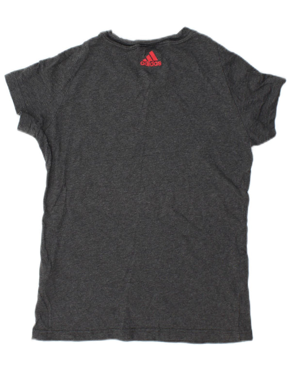 Damska koszulka z grafiką Adidas Top UK 8/10 Mała szara bawełna
