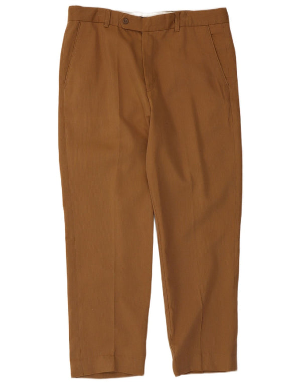 Zara Mens Tapered Suit Trousers W36 L27 Beige Pinstripe