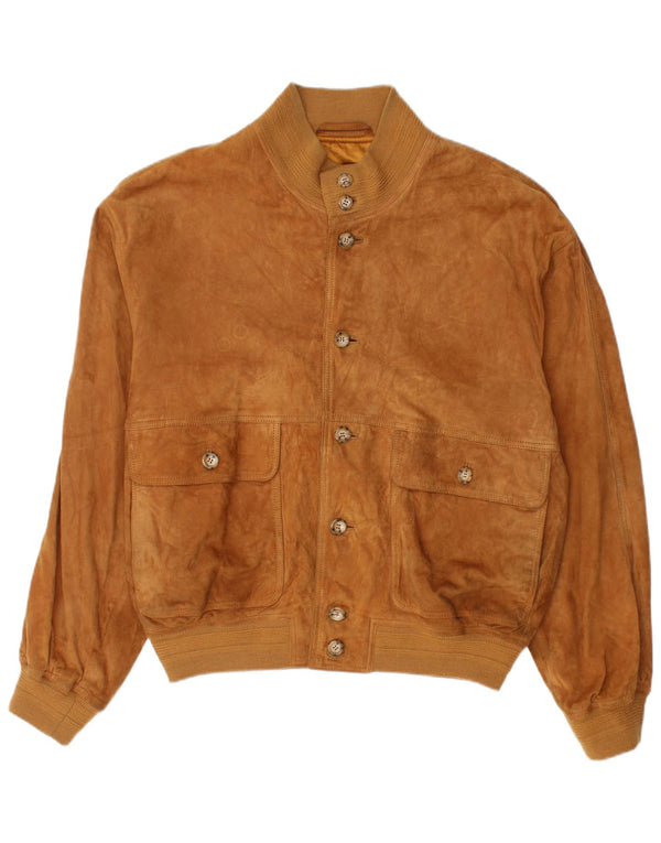 Vintage męska zamszowa kurtka bomber UK 40, duża brązowa