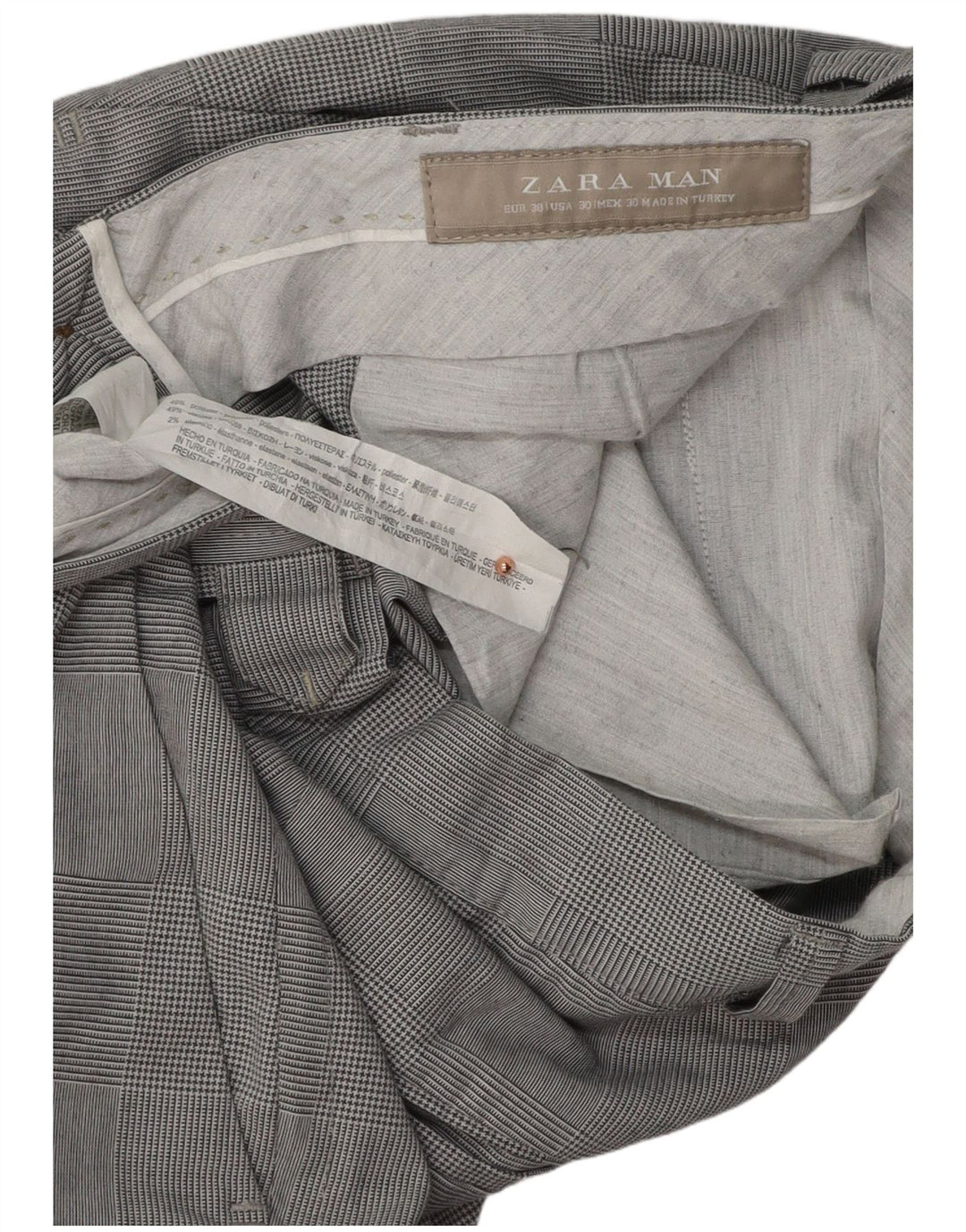 Męskie spodnie typu slim chino ZARA EU 38 Small W30 L31 Szara pepitka