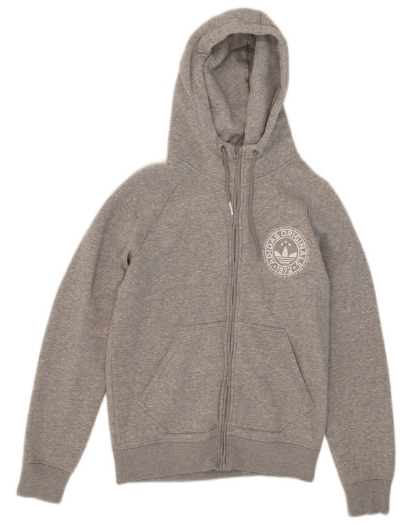 Damski sweter z kapturem Adidas Three Stripes Zip UK 14 Średni szary nakrapiany