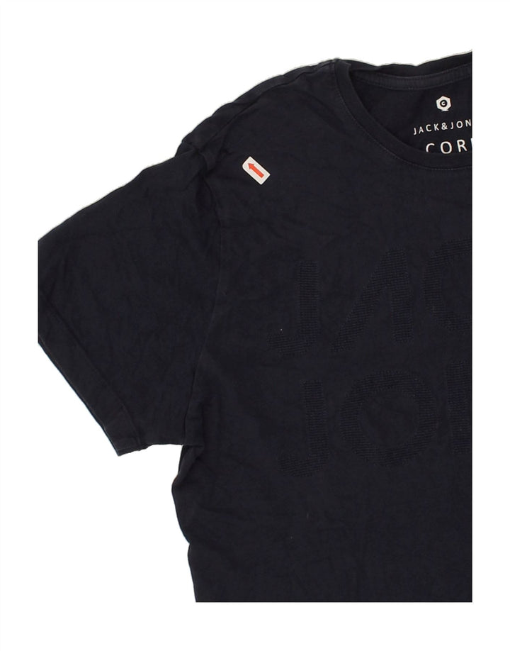 JACK & JONES Mens Graphic T-Shirt Top Medium Navy Blue Cotton Vintage Jack & Jones and Second-Hand Jack & Jones from Messina Hembry 