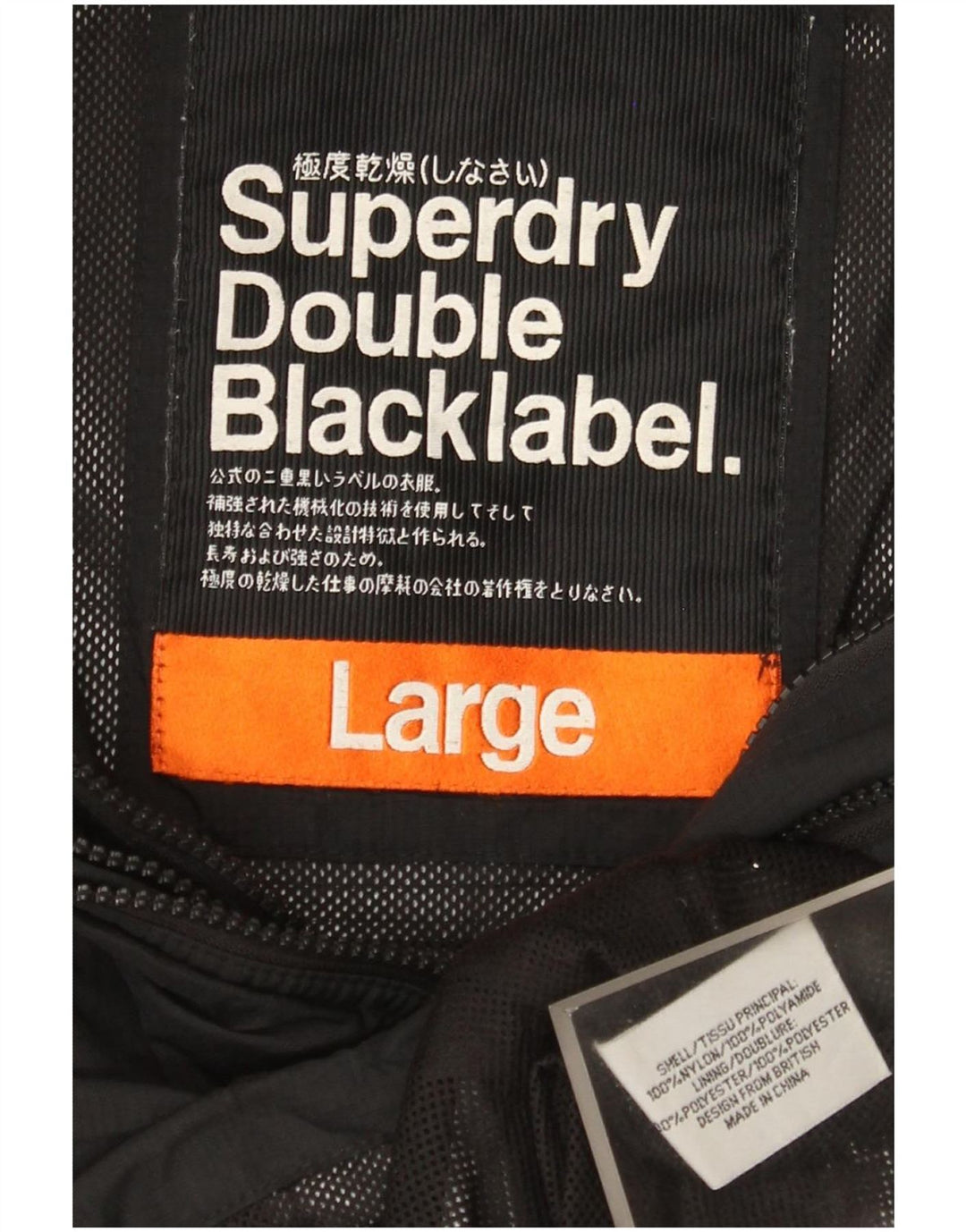 Dziewczęca kurtka przeciwdeszczowa Superdry z grafiką na 11–12 lat, duża, z czarnego nylonu