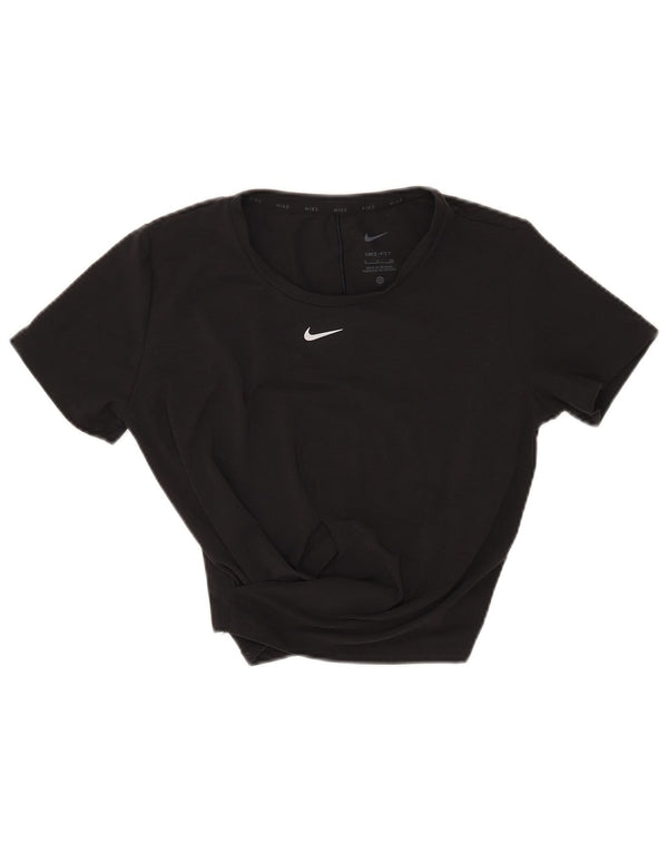 Damski T-shirt Nike Dri Fit Crop Top UK 10, mały, czarny poliester