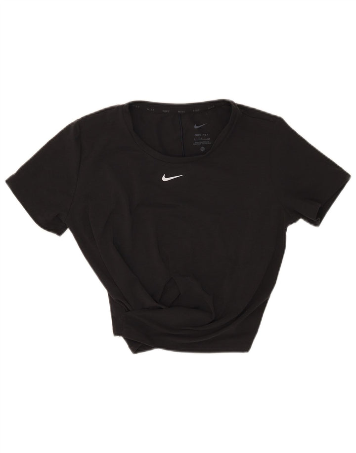Damski T-shirt Nike Dri Fit Crop Top UK 10, mały, czarny poliester