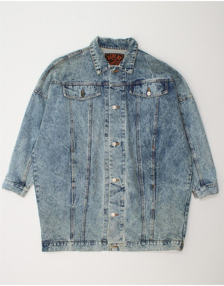REPLAY Womens Oversized Denim Coat US 2 XS Blue Cotton Vintage Replay and Second-Hand Replay from Messina Hembry 