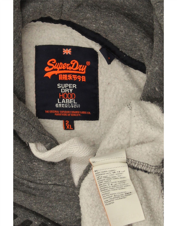 SUPERDRY Męski sweter z kapturem i grafiką, 2XL, szara bawełna w plamki
