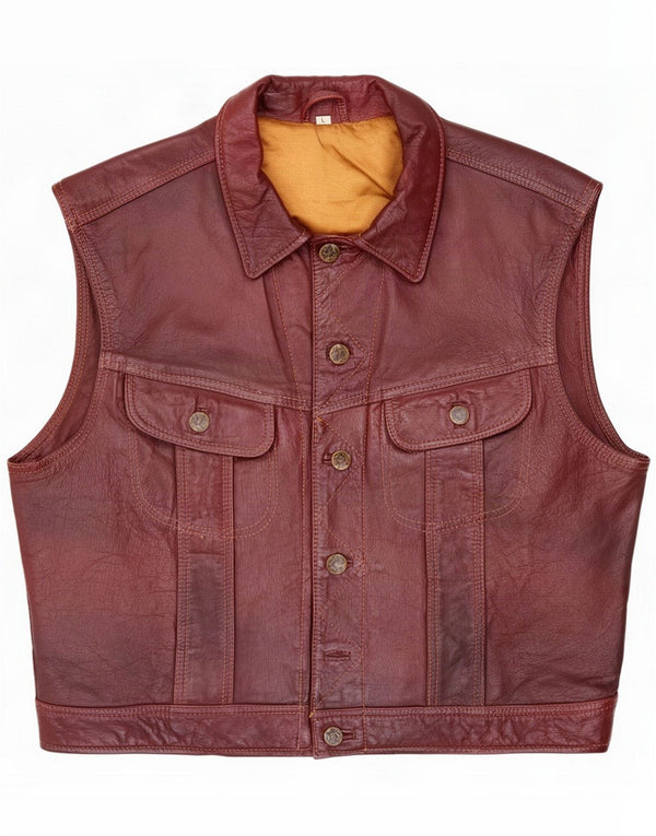 Conbipel Męska kamizelka skórzana UK 40 Large Burgundy