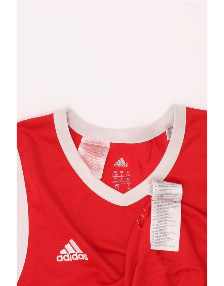 Top chłopięcy Adidas z kamizelką 13-14 lat, czerwony, kolorowy poliester