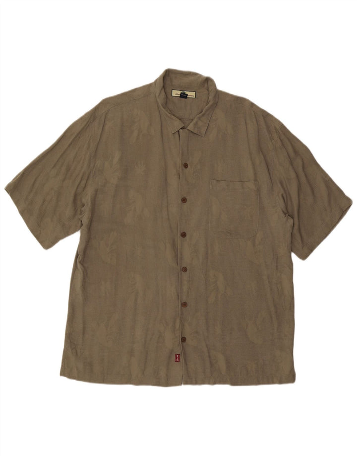 Męska koszula z krótkim rękawem Tommy Hilfiger w abstrakcyjny wzór XL, khaki, jedwab