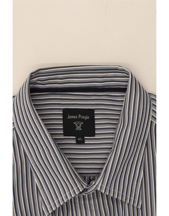 JAMES PRINGLE Mens Shirt XL Navy Blue Striped Cotton Vintage James Pringle and Second-Hand James Pringle from Messina Hembry 