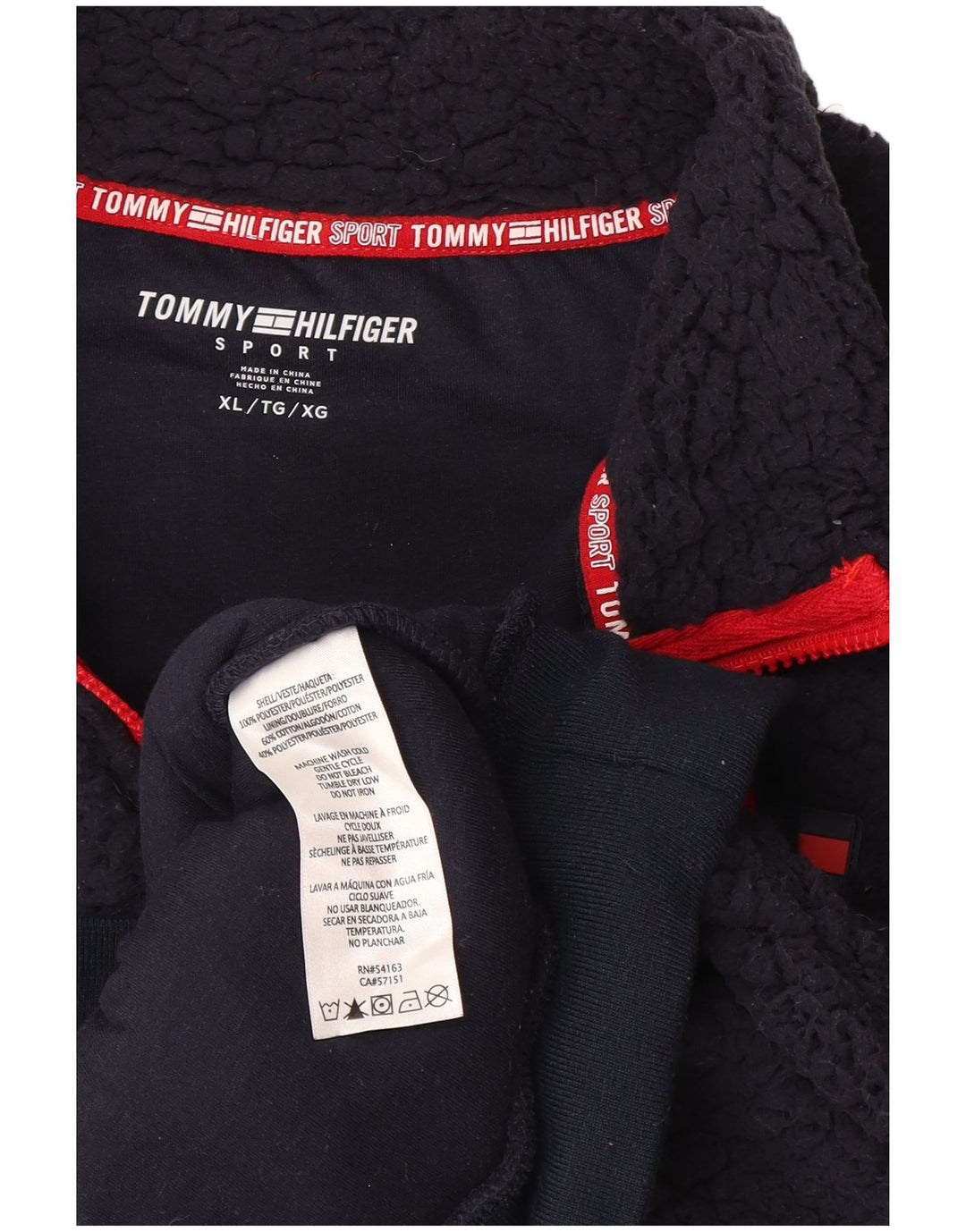 Damski sweter polarowy TOMMY HILFIGER z zamkiem błyskawicznym, UK 18 XL, granatowy, poliester