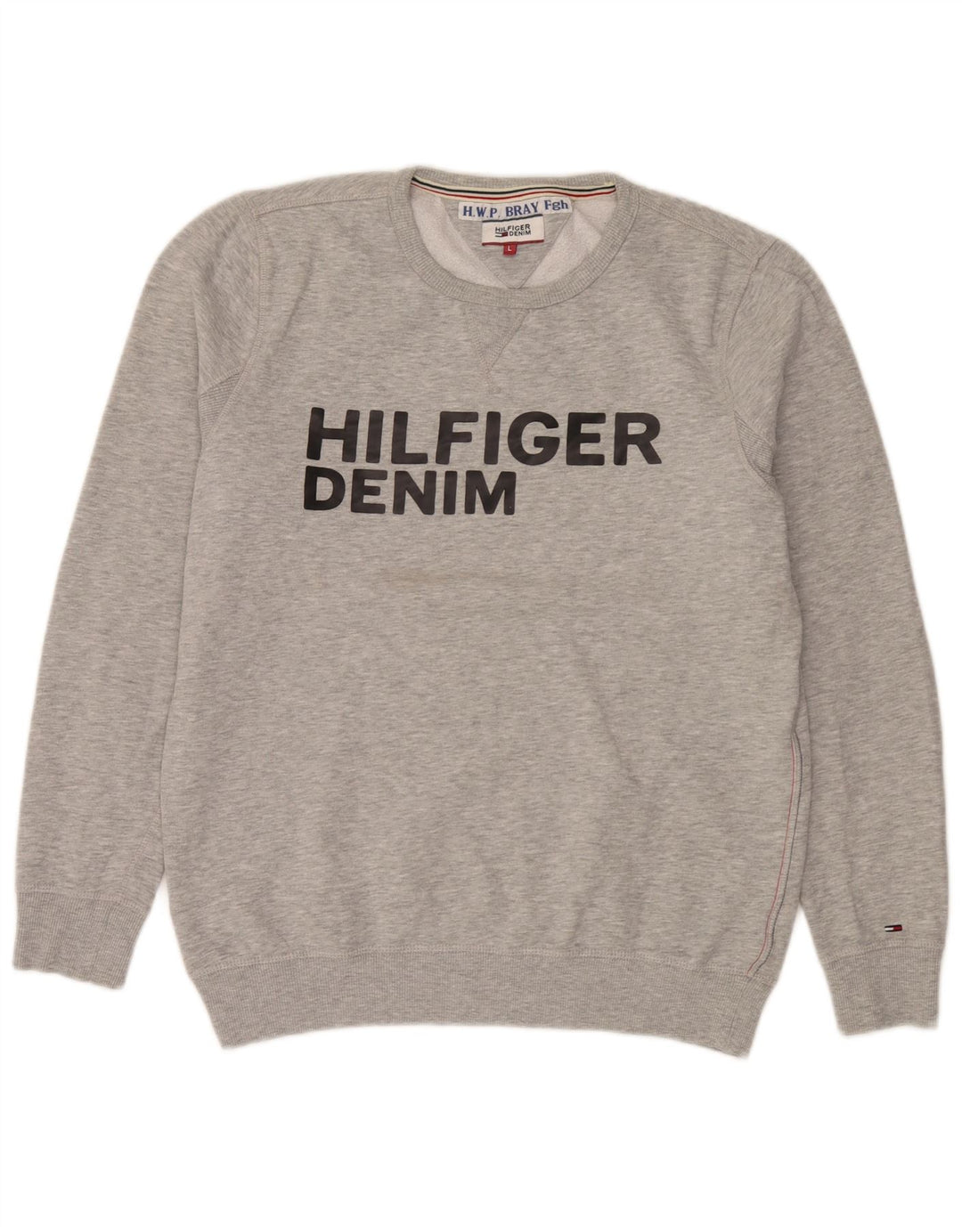 Męska bluza z grafiką Tommy Hilfiger, duża, szara, bawełniana
