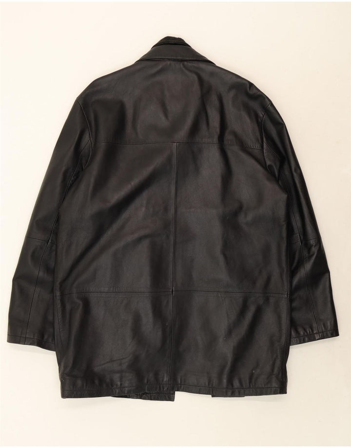 KARTEL Mens Leather Coat UK 40 Large Black Polyester Vintage Kartel and Second-Hand Kartel from Messina Hembry 