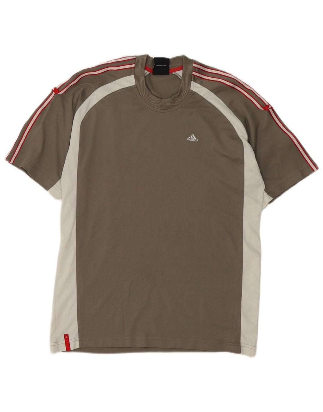 Adidas Męski T-shirt Top Mały Szary Poliester z blokami kolorów
