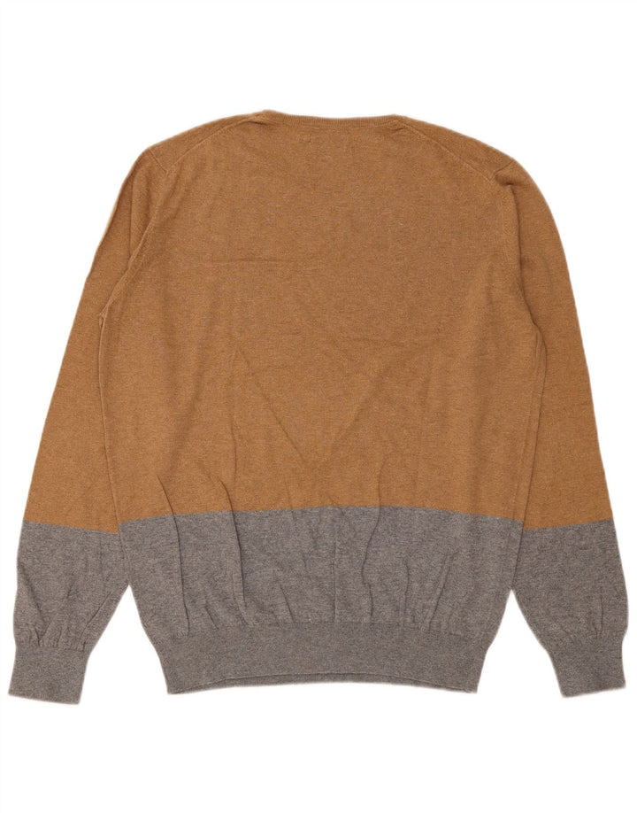 Męski sweter Massimo Dutti z okrągłym dekoltem, bawełniany, w kolorze średniego brązu