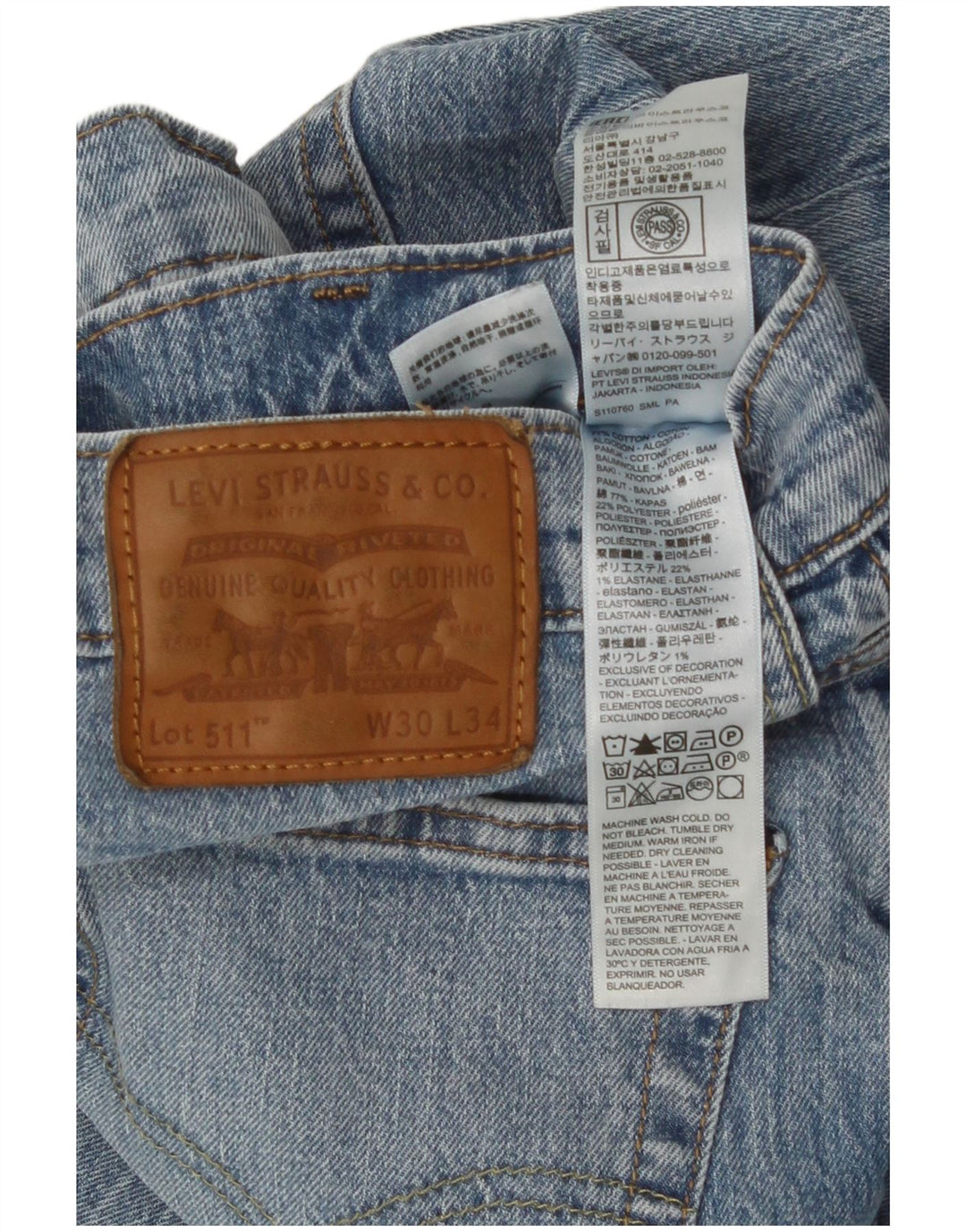Męskie jeansy Levi's 511 Slim W30 L34 Niebieska bawełna