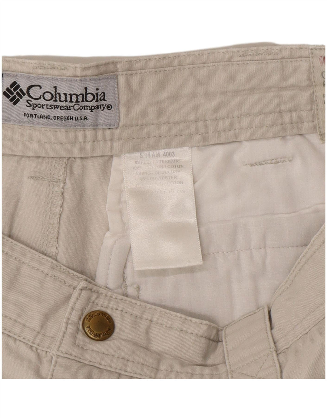 Męskie spodenki cargo Columbia W34, duże, beżowe, bawełniane