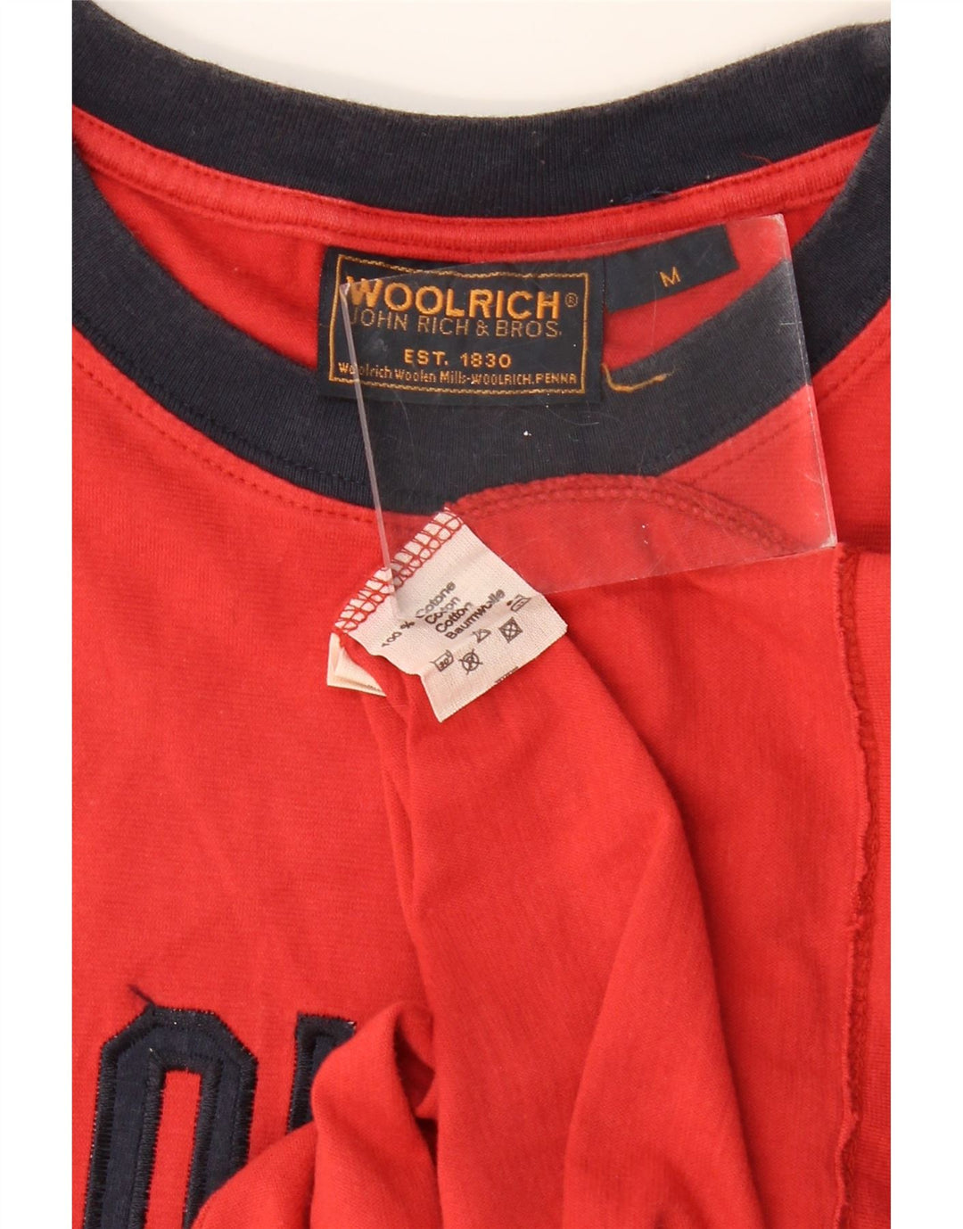 Męska koszulka z grafiką WOOLRICH, bawełniana, średnia czerwona
