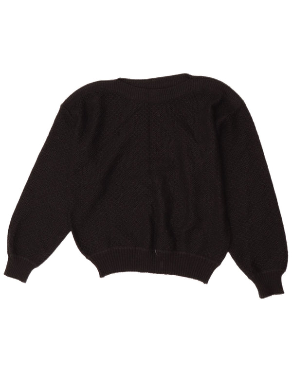Vintage damski sweter z okrągłym dekoltem UK 16 duży czarny
