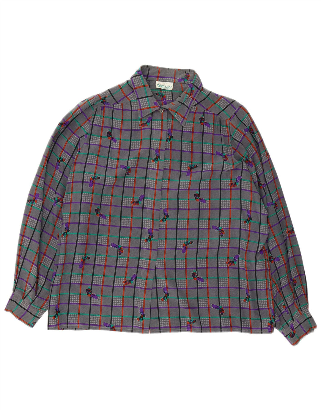 Damska bluzka koszulowa w stylu vintage UK 18 XL w szarą kratkę