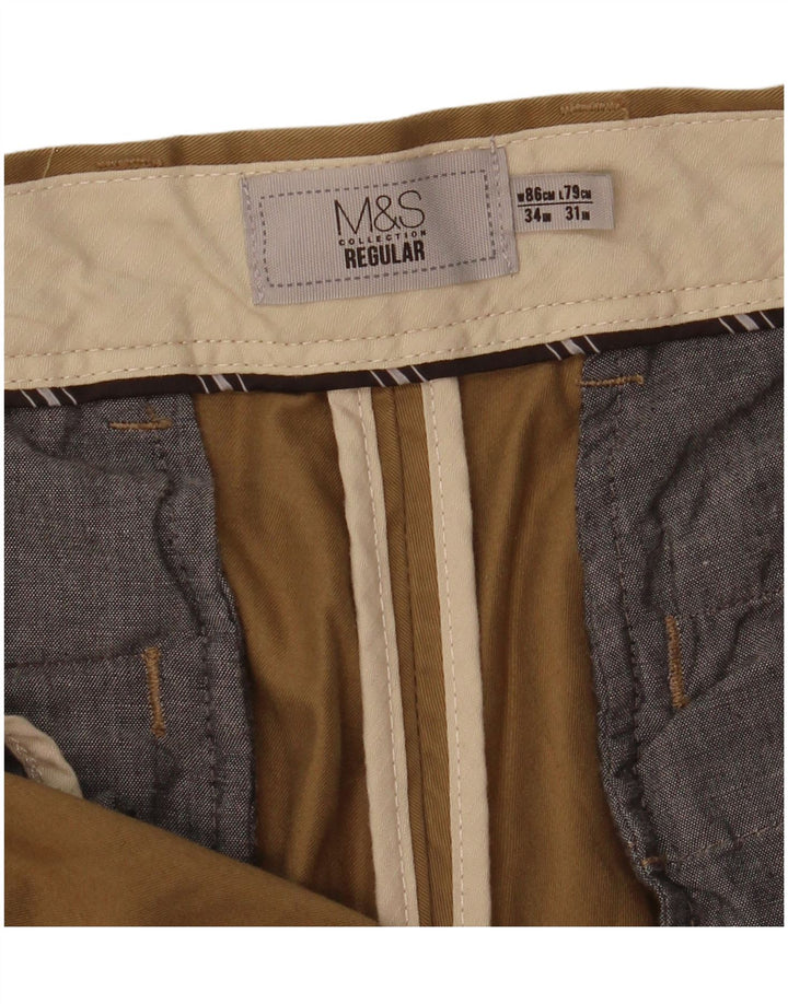 Męskie spodnie typu chino Regular Marks & Spencer W34 L31, bawełna khaki