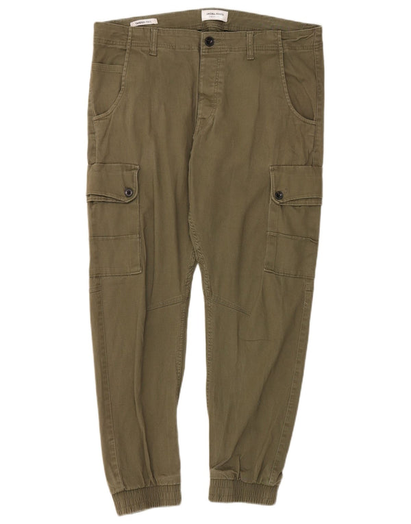 Męskie spodnie cargo Jack & Jones Paul W36 L28, bawełna khaki